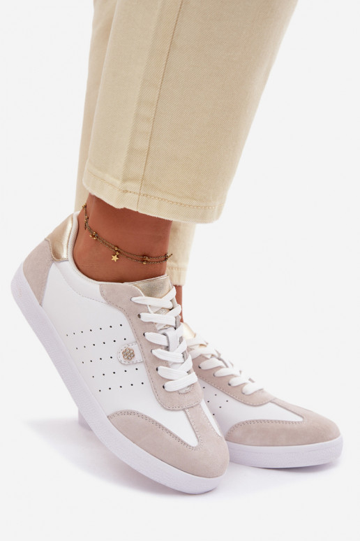 À modalo de tênis FemininoHabilitadoturalnej Skóry S.Barski LR61-7091 cor branca