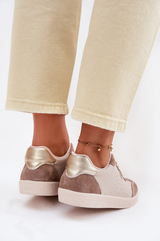 À modalo de tênis FemininoHabilitadoturalnej Skóry S.Barski LR61-7091 bege