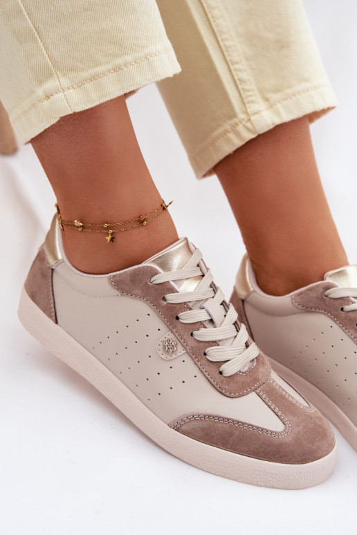 À modalo de tênis FemininoHabilitadoturalnej Skóry S.Barski LR61-7091 bege