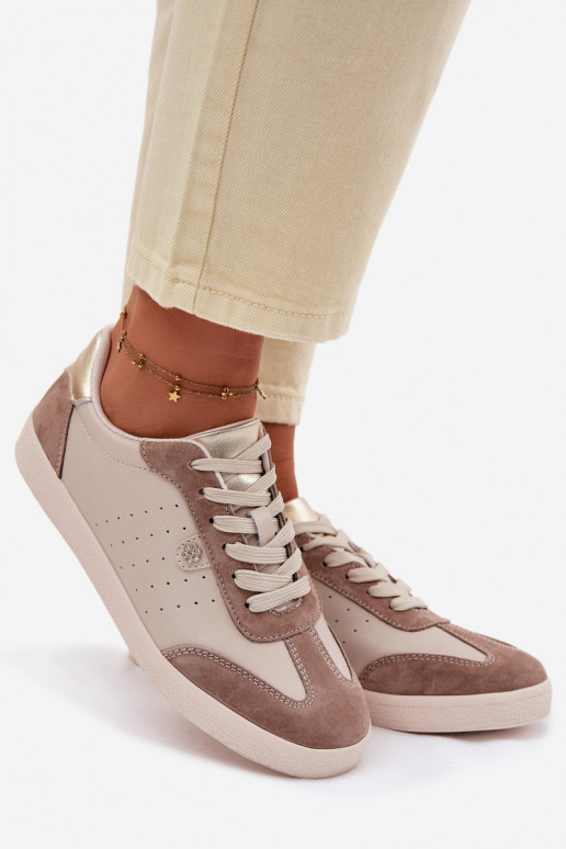 À modalo de tênis FemininoHabilitadoturalnej Skóry S.Barski LR61-7091 bege