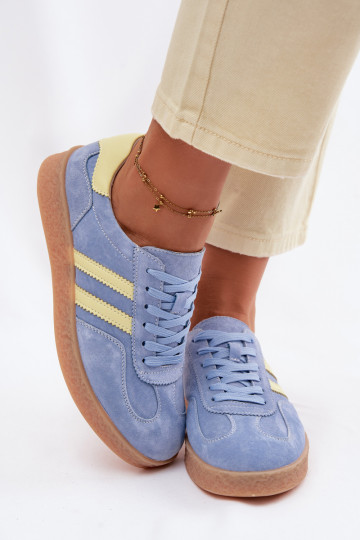 Pele de camurça À modalo de tênis Feminino S.Barski LR61-7089 cor azul