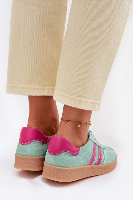 Pele de camurça À modalo de tênis Feminino S.Barski LR61-7089 cor menta