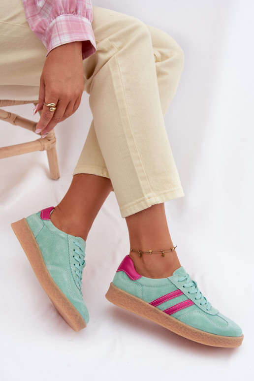 Pele de camurça À modalo de tênis Feminino S.Barski LR61-7089 cor menta