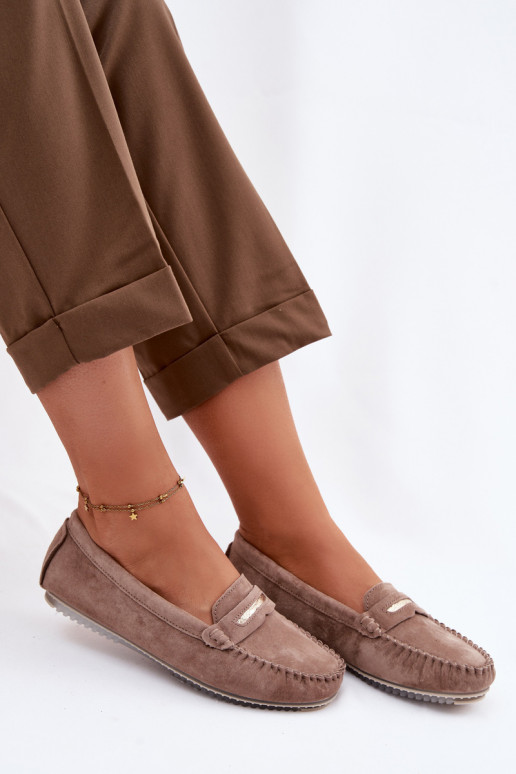 isósceles mocassins femininosHabilitadoturalnego de camurçau S.Barski LR61-7029 cor marrom