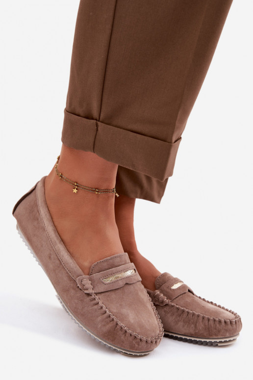 isósceles mocassins femininosHabilitadoturalnego de camurçau S.Barski LR61-7029 cor marrom