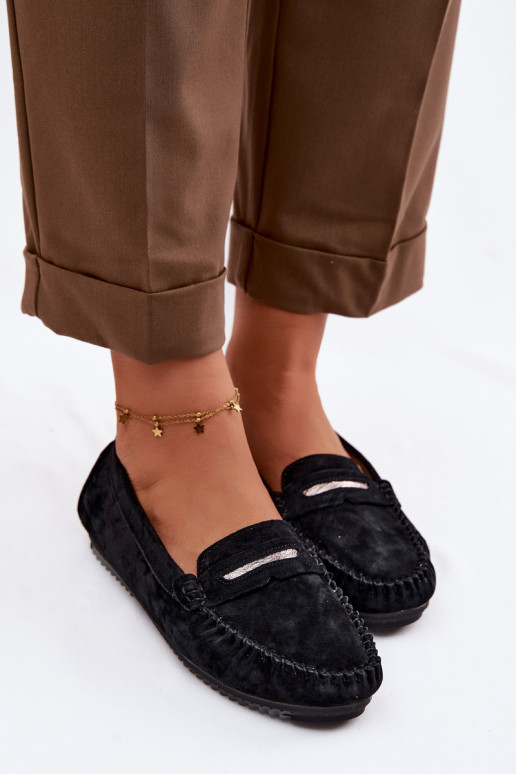 isósceles mocassins femininosHabilitadoturalnego de camurçau S.Barski LR61-7029 cor preta