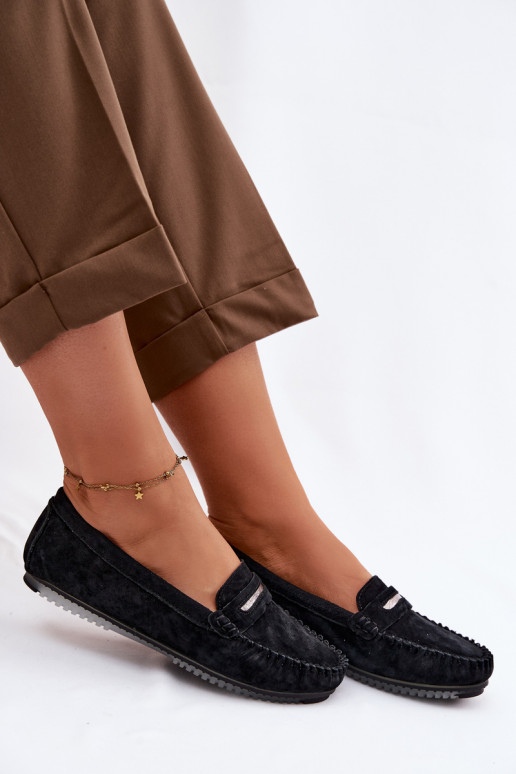 isósceles mocassins femininosHabilitadoturalnego de camurçau S.Barski LR61-7029 cor preta