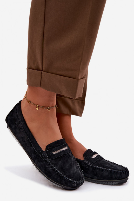 isósceles mocassins femininosHabilitadoturalnego de camurçau S.Barski LR61-7029 cor preta