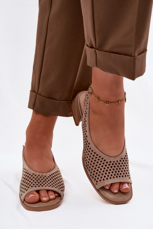 Decorado Sandálias perfuradas Feminino de camurça Klocke D&A CR61-3131 bege