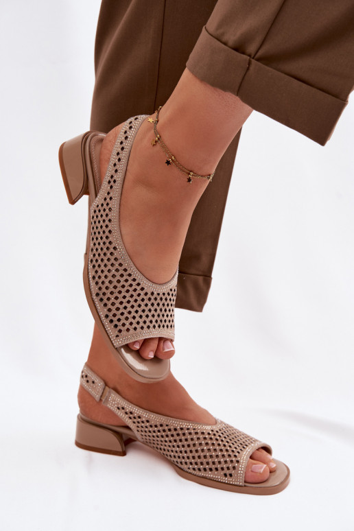 Decorado Sandálias perfuradas Feminino de camurça Klocke D&A CR61-3131 bege