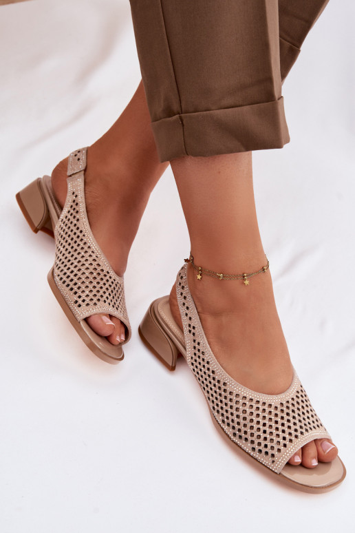 Decorado Sandálias perfuradas Feminino de camurça Klocke D&A CR61-3131 bege