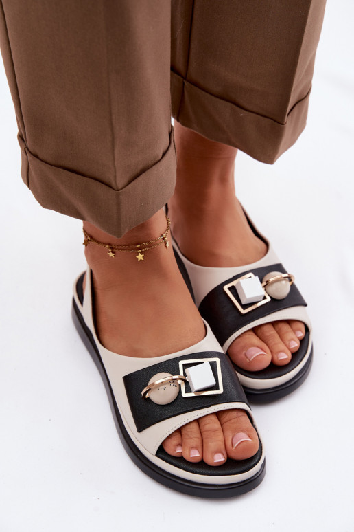 Sandálias femininas Feminino com enfeites D&A GR61-5932 bege