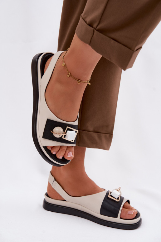 Sandálias femininas Feminino com enfeites D&A GR61-5932 bege