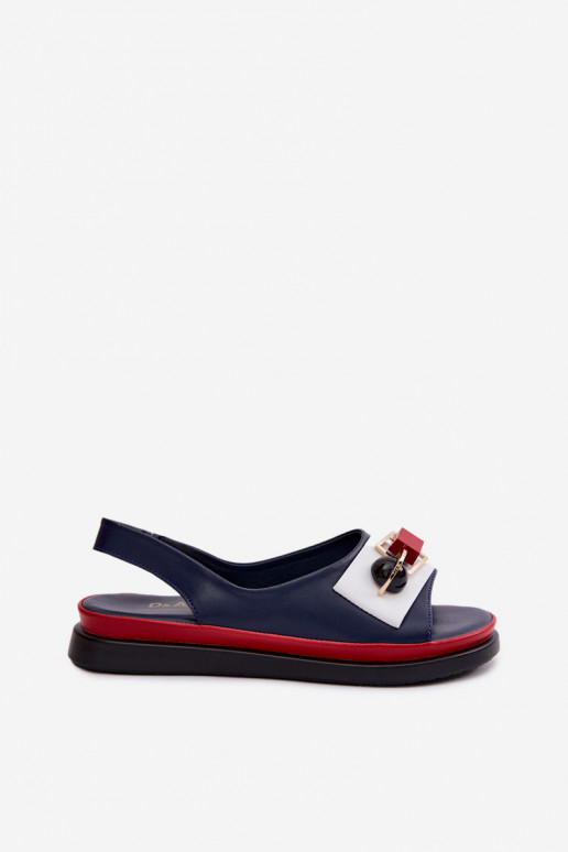 Sandálias femininas Feminino com enfeites D&A GR61-5932 azul escuro