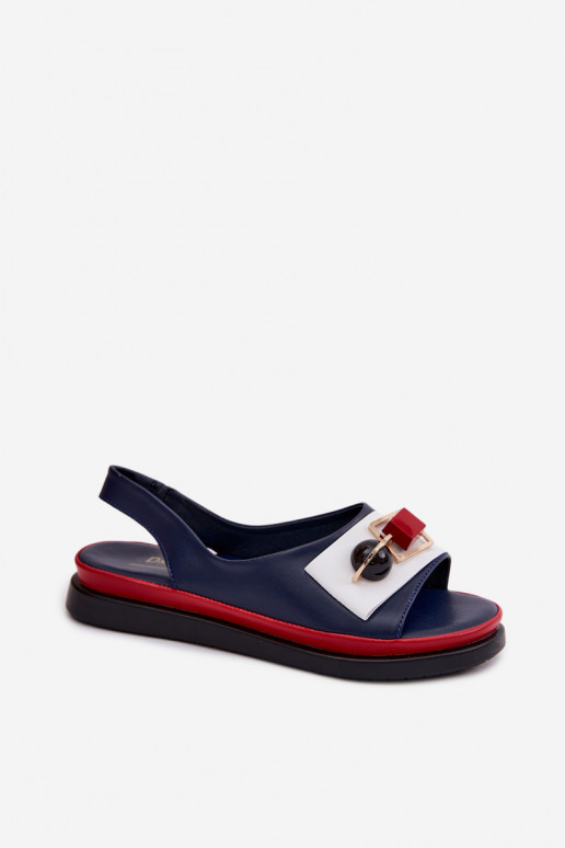 Sandálias femininas Feminino com enfeites D&A GR61-5932 azul escuro