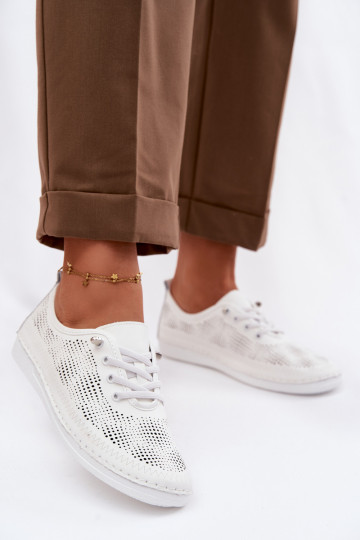 Pele com elementos abertos sapato Feminino S.Barski LR61-7083 cor branca