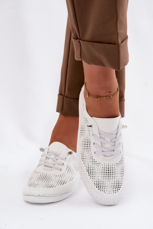 Pele com elementos abertos sapato Feminino S.Barski LR61-7083 cor branca