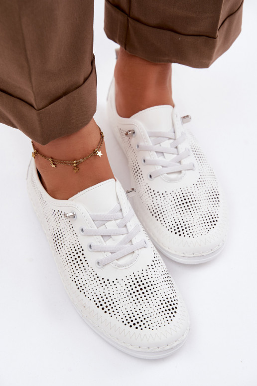 Pele com elementos abertos sapato Feminino S.Barski LR61-7083 cor branca