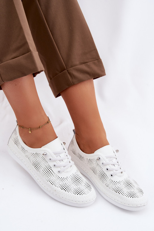 Pele com elementos abertos sapato Feminino S.Barski LR61-7083 cor branca