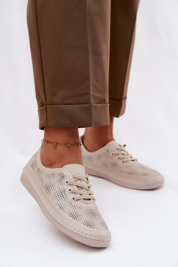 Pele com elementos abertos sapato Feminino S.Barski LR61-7083 bege 2