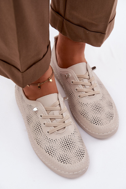 Pele com elementos abertos sapato Feminino S.Barski LR61-7083 bege