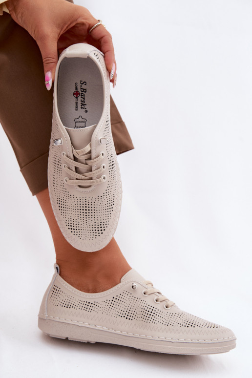 Pele com elementos abertos sapato Feminino S.Barski LR61-7083 bege
