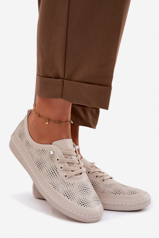 Pele com elementos abertos sapato Feminino S.Barski LR61-7083 bege