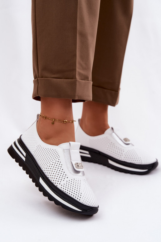 Um modelo atraente sapato FemininoHabilitadoturalnej Skóry S.Barski LR61-7092 cor branca