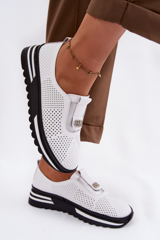 Um modelo atraente sapato FemininoHabilitadoturalnej Skóry S.Barski LR61-7092 cor branca