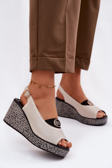 Pele Sandálias plataforma S.Barski LR61-7010 bege 2