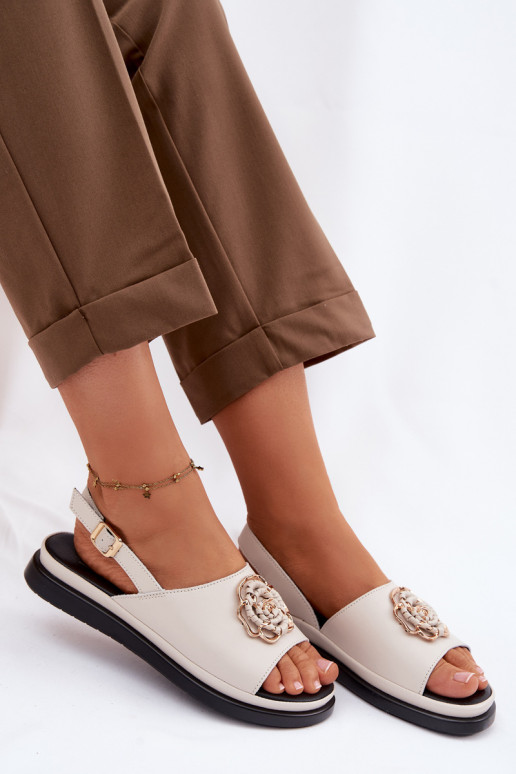 Sandálias femininas Feminino Com decorações Detalem D&A GR61-5937 bege