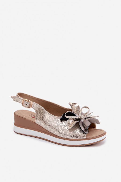 Pele Sandálias plataforma com enfeites S.Barski GR61-5988 cor dourada