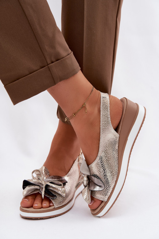 Pele Sandálias plataforma com enfeites S.Barski GR61-5988 cor dourada