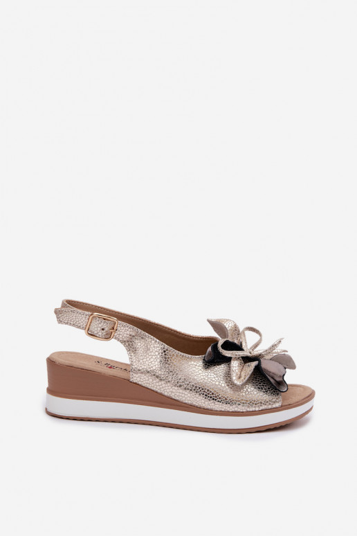 Pele Sandálias plataforma com enfeites S.Barski GR61-5988 cor dourada