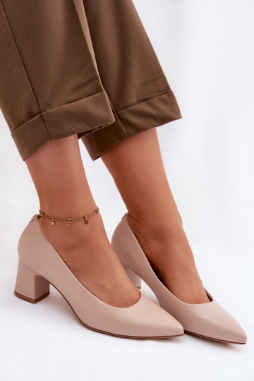 Sapatos com salto Sergio Leone PB413 na cor rosa creme