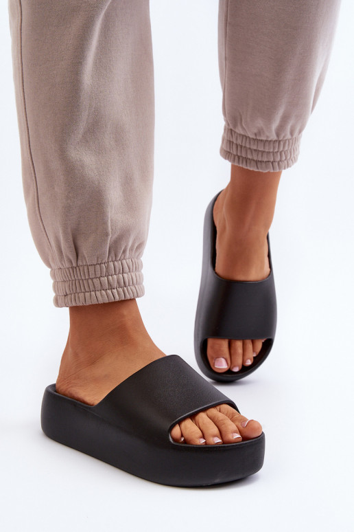 Feminino Chinelos Em uma sola grossa cor preta Oreithano