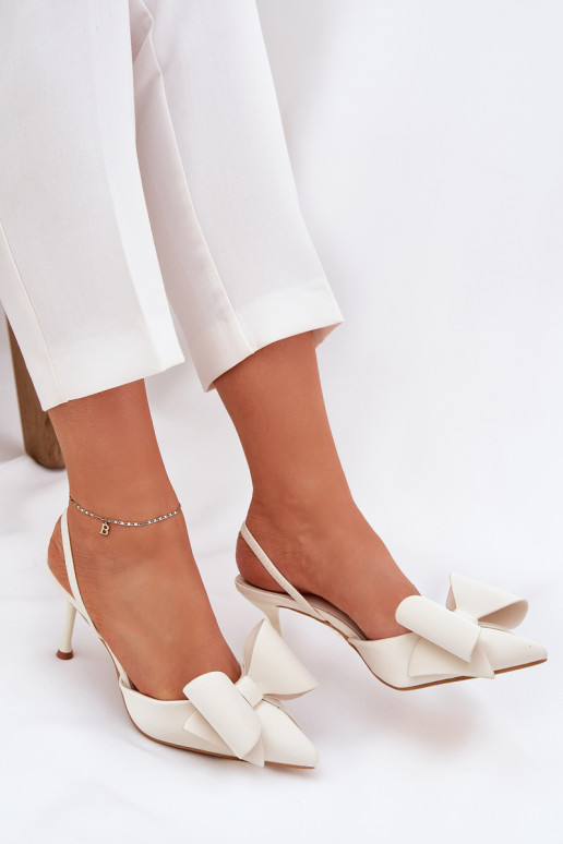 sapatos de salto altoOdkrytymi Piętami I Kokardką cor de marfim Eklevia