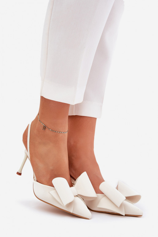 sapatos de salto altoOdkrytymi Piętami I Kokardką cor de marfim Eklevia