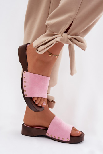 Chinelos femininos Ze cor douradami Pregos cor rosa Ferinna 2