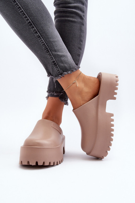 Chinelos com sola maciça da moda Big Star NN274016 bege