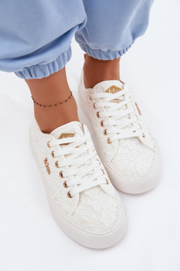 Sapatos de lazer com renda Lee Cooper LCEM-26-02-4060 cor branca