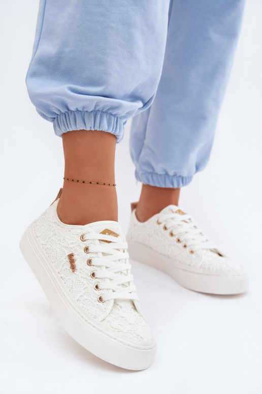 Sapatos de lazer com renda Lee Cooper LCEM-26-02-4060 cor branca