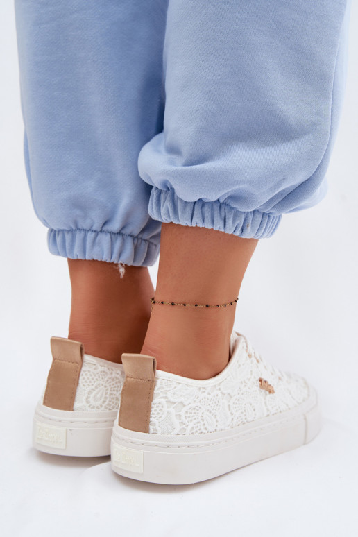 Sapatos de lazer com renda Lee Cooper LCEM-26-02-4060 cor branca