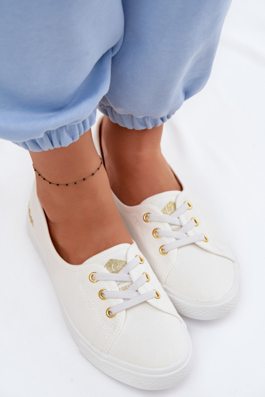 Tênis Sapatos de lazer Lee Cooper LCEM-26-02-4043 Branco-cor dourada