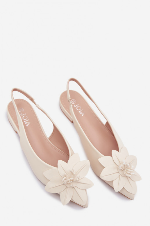 Sandálias femininas com salto largoDekoracyjnym Uma flor cor de marfim Telivette