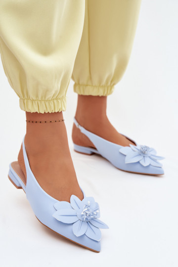 Sandálias femininas com salto largoDekoracyjnym Uma flor cor azul Telivette 2