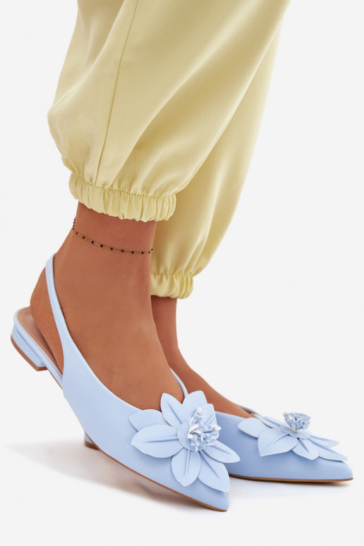 Sandálias femininas com salto largoDekoracyjnym Uma flor cor azul Telivette