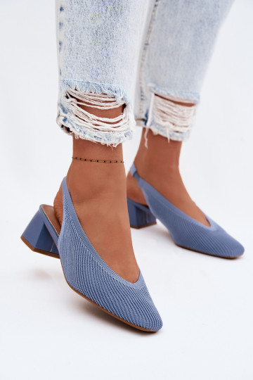  Sandálias femininas com salto cor azul Tem que serrcelle