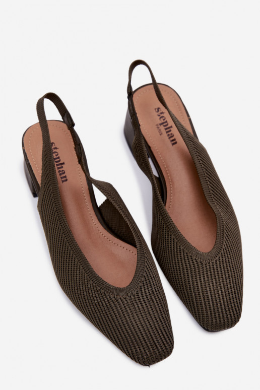  Sandálias femininas com salto cor cáqui Tem que serrcelle