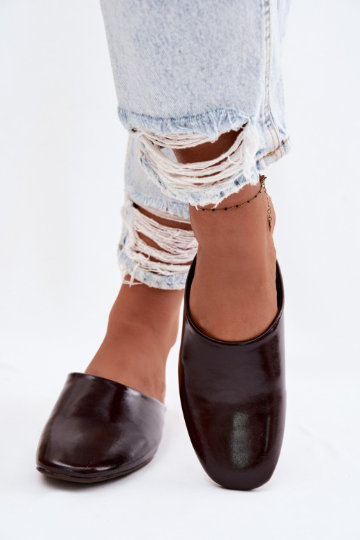 Chinelos femininos MuleImitacji Skóry isósceles CzekoladoParae Romelle